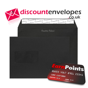Wallet Peel and Seal Window Jet Black C5 162×229mm 120gsm